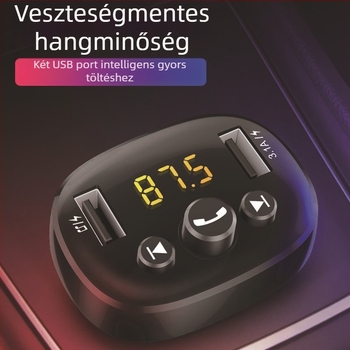 Többfunkciós autóba szánt Bluetooth MP3 lejátszó FM-vevővel és USB-vel, HC-372 modell, 12V, memória nélküli