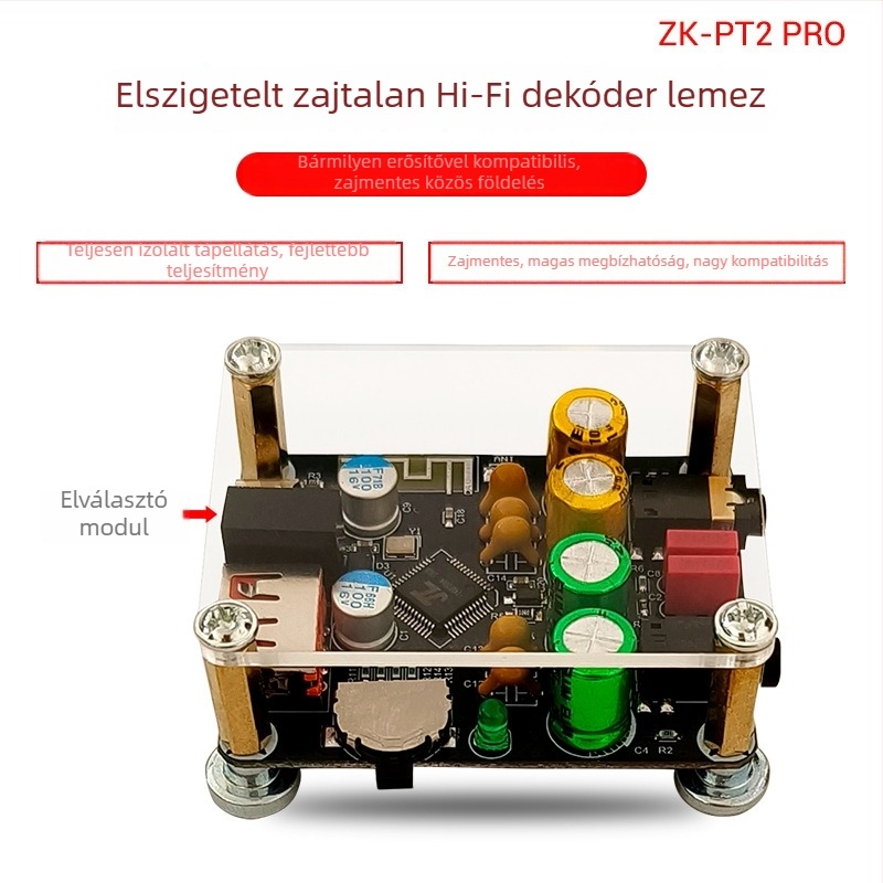 Autóba szánt Bluetooth az AUX vevő, USB/U-disk lejátszás, Hi-Fi audió dekóder, 5V tápegység, Modell ZK-PT2
