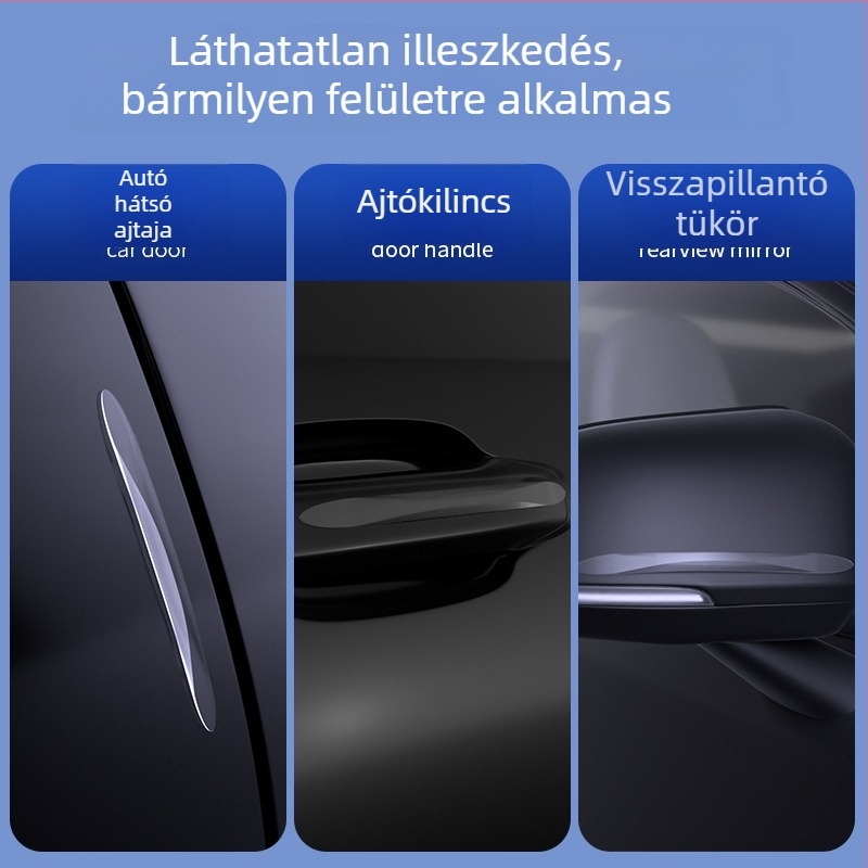 Autóajtó és oldalsó tükör védőcsík – ragasztós ütközésvédő, karcolásmentes, a fényezést nem karcolja