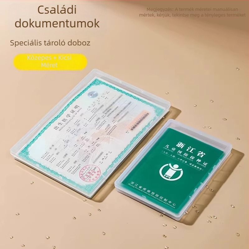Születési bizonyítvány tartó doboz védőtokkal a baba orvosi irataihoz és oltási könyvéhez