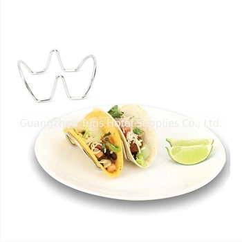 Rozsdamentes acélból készült taco- és tortillaállvány büfében, U-alakú, egyszerű dizájn, 2018-ban bevezetve