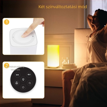 Érintéses éjjeli lámpa, lépcsőmentes fényerő-szabályozás, beépített akkumulátor és USB töltés