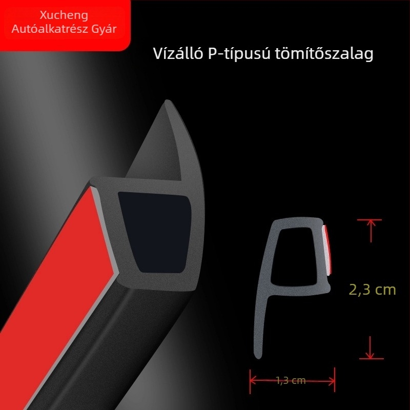 Autóajtó tömítő szalag alsó él hangszigető csatornával, modell XC-6009, gumi anyagú, 8,5 mm vastagság, ajtóhoz, általános kompatibilitás