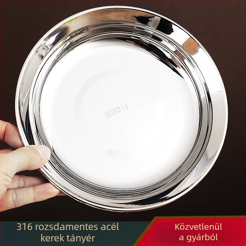316 rozsdamentes acél kerek tál, élelmiszer-minőség, gyümölcsre, gyerekeknek és otthoni használatra