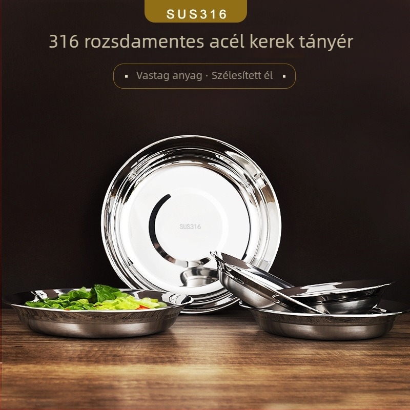 316 rozsdamentes acél kerek tál, élelmiszer-minőség, gyümölcsre, gyerekeknek és otthoni használatra