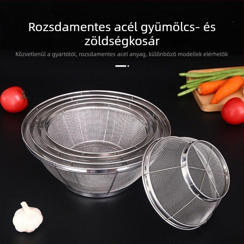 Rozsdamentes acél gyümölcs- és zöldségkosár, leeresztőkosár, modern egyszerű stílus, Shuangcan márka, 2019-ben bevezetve