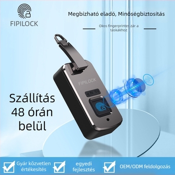 Táska ujjlenyomat-zár – Fly Locke, cinkötvözet + PC, 45 g, nyomtatott logó