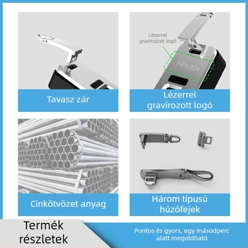 Táska ujjlenyomat-zár – Fly Locke, cinkötvözet + PC, 45 g, nyomtatott logó