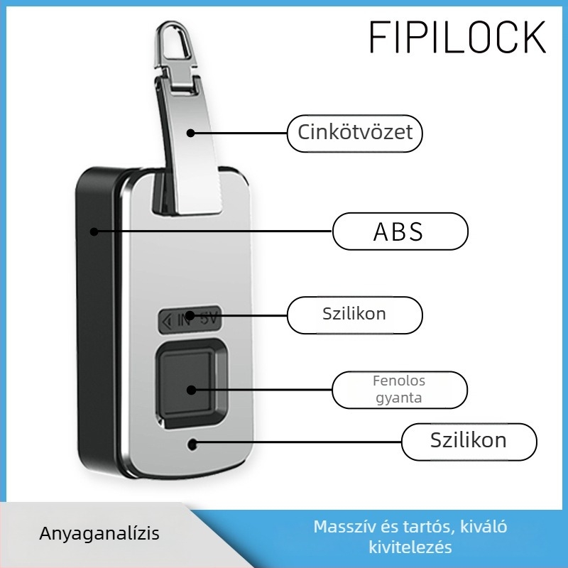 Táska ujjlenyomat-zár – Fly Locke, cinkötvözet + PC, 45 g, nyomtatott logó