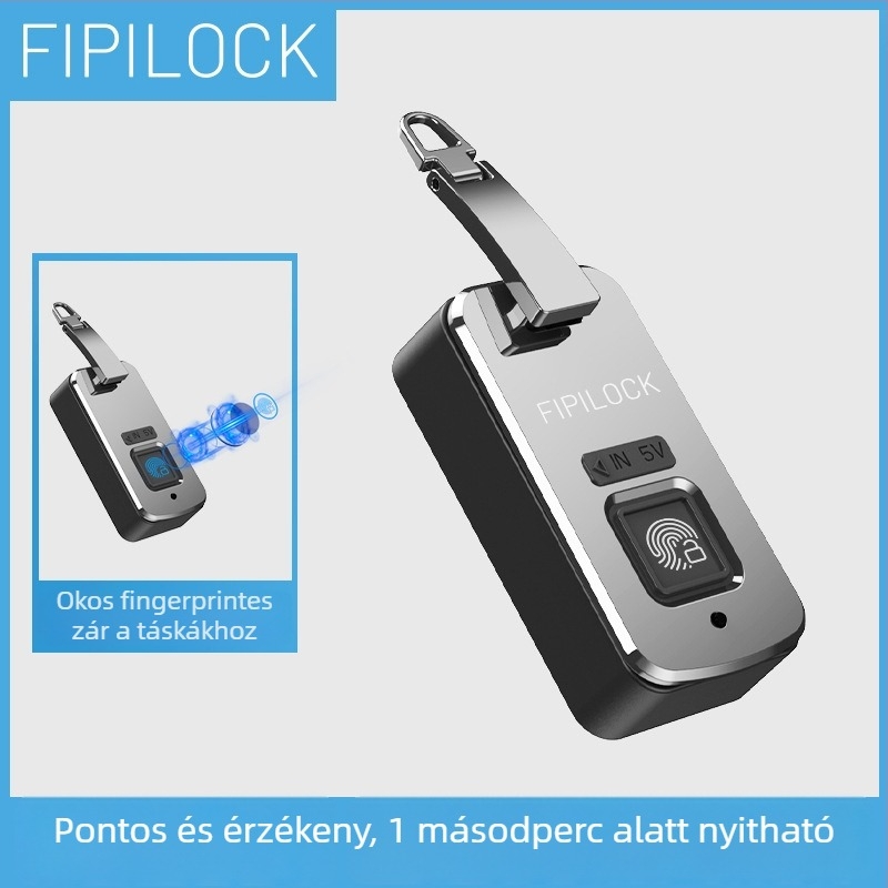 Táska ujjlenyomat-zár – Fly Locke, cinkötvözet + PC, 45 g, nyomtatott logó