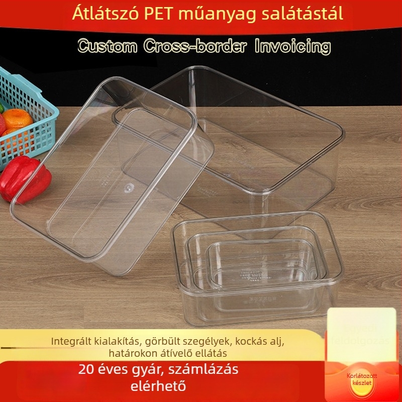 Műanyag négyzet alakú tál hideg ételekhez és marinált ételekhez, átlátszó tárolóedény, élelmiszer-tároló