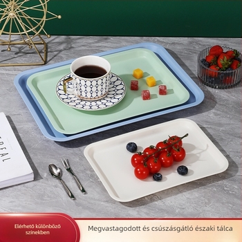 Műanyag négyszögletes tál, glazúrozott felület, mikrohullámú sütőben használható, modern minimalista stílus