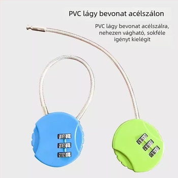 Számzár acélhuzalos drótzár sporttáskákhoz, kosarakhoz, sisakokhoz és hátizsákokhoz — ház zinkötvözet, modell Wire Lock, 3 mm karóvastagság, 20 mm közötti távolság