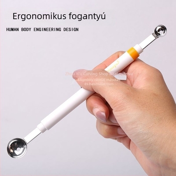 Mini kettős fejű gyümölcskanál fém anyagból, éles élű kivételéhez, koreai stílus, egyszerű dizájn