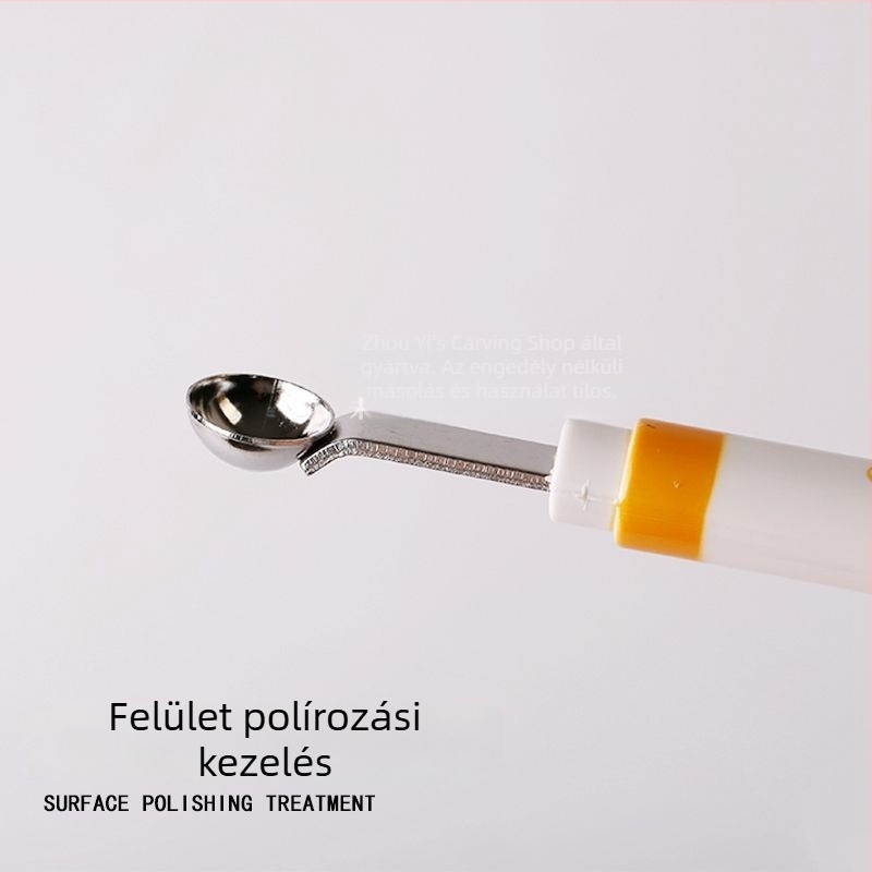 Mini kettős fejű gyümölcskanál fém anyagból, éles élű kivételéhez, koreai stílus, egyszerű dizájn