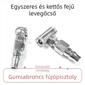 Kétfejű gumiabroncs-fújófej, kettős használatú, kompatibilis kézi pumpával és teherautó levegőellátással