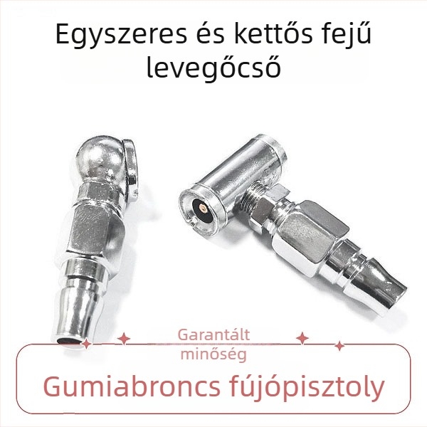 Kétfejű gumiabroncs-fújófej, kettős használatú, kompatibilis kézi pumpával és teherautó levegőellátással