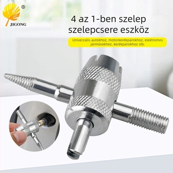 Record Work 4-in-1 gumiabroncs szelep szerszám – 45# acél, tömeg 19 g