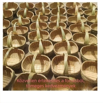 Bambusz tároló kosár, kézzel készített, gyümölcskosár