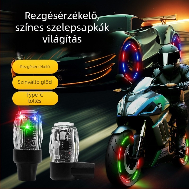Szelepszár LED világítás autókhoz és motorkerékpárokhoz, ABS anyag, vízálló, univerzális illeszkedés, vibráló villanás