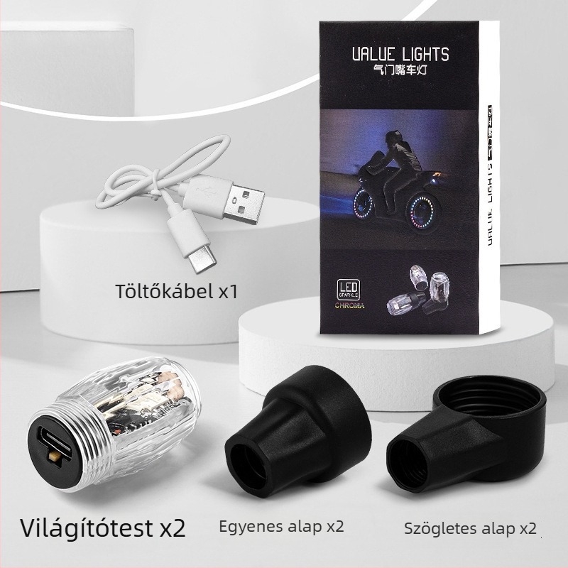 Szelepszár LED világítás autókhoz és motorkerékpárokhoz, ABS anyag, vízálló, univerzális illeszkedés, vibráló villanás