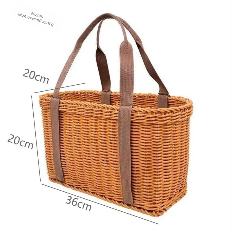 Kézzel szőtt, műanyag rattan kosár otthoni használatra — PP anyag, modern minimalist stílus, Modell 009, Bevásárlókosár gyümölcsök és zöldségek számára
