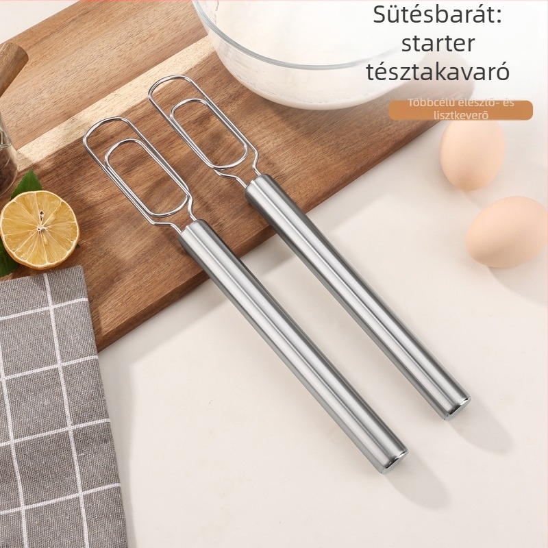430 rozsdamentes acél kézi dagasztó – otthoni sütéshez és tésztafermentációhoz