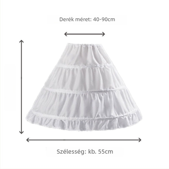 Gyermekeknek készült petticoat három acélgyűrűvel, kétszálas réteg, Lolita stílusú, 2023 ősz, raktáron