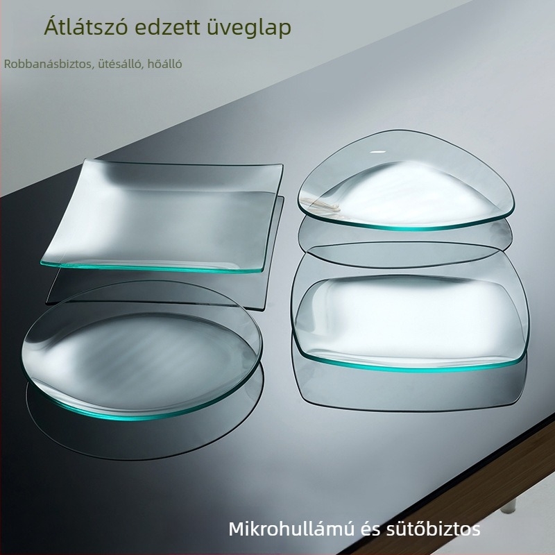 Üvegből készült gyümölcstál, háromszög alakú, edzett, hőálló, mikrohullámú sütőben használható
