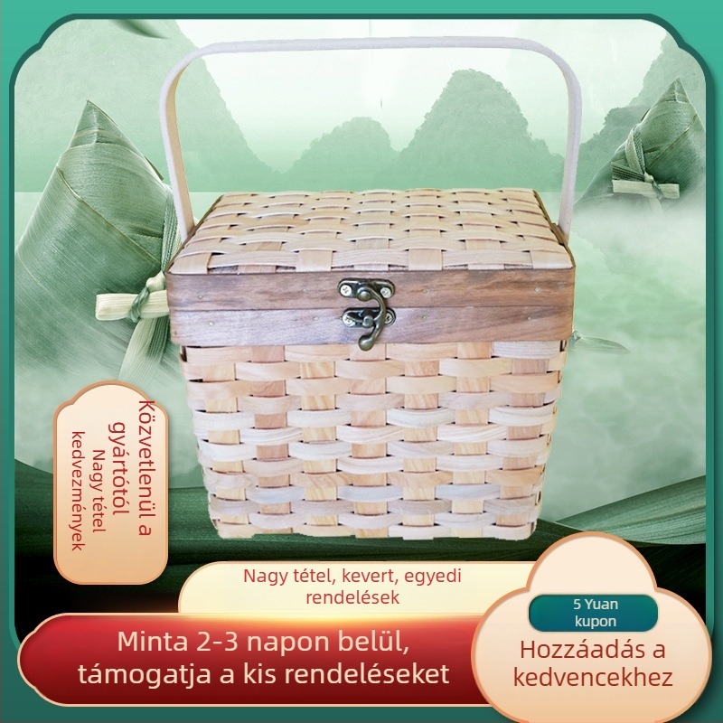 Rattan fogantyúval rendelkező teás kosár konyhai tárolásra, idilli stílusú, gyümölcsök és zöldségek számára