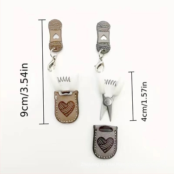 Mini olló készlet tokkal - japán Cohana-Seki stílusú, PU anyag, modern minimalizmus, OPP csomagolás