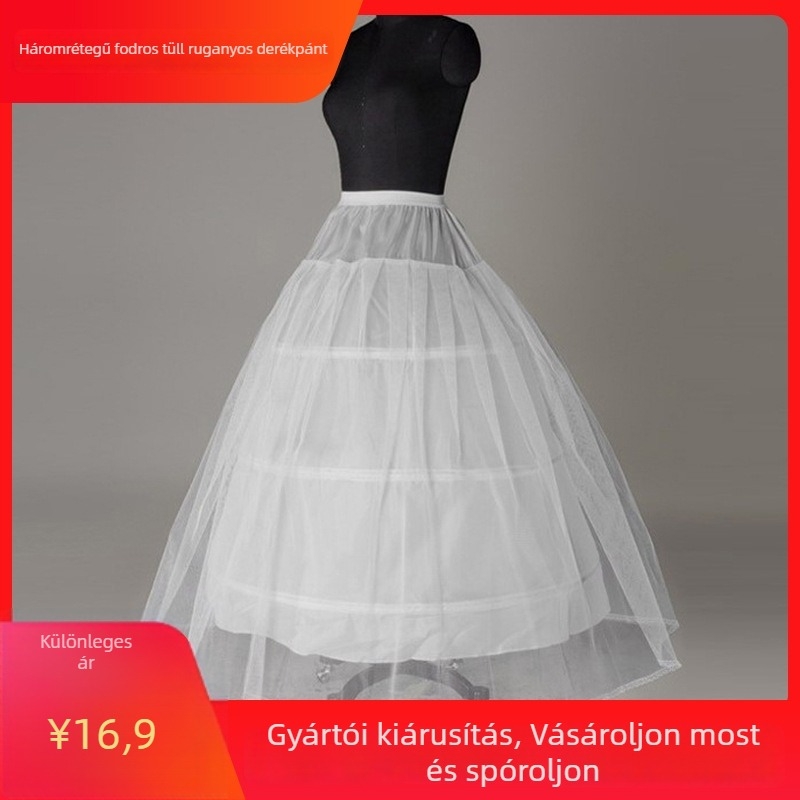 Három acél karikával ellátott petticoat, Dancing Fairy márka, hosszú menyasszonyi ruha, téli 2019