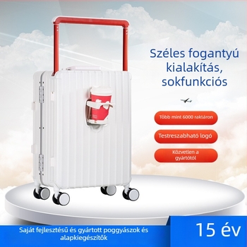 Előnyílású utazótáska PC-konstrukcióval és alumínium váz, TSA-zár, USB-port, kapacitás 20–35 L.