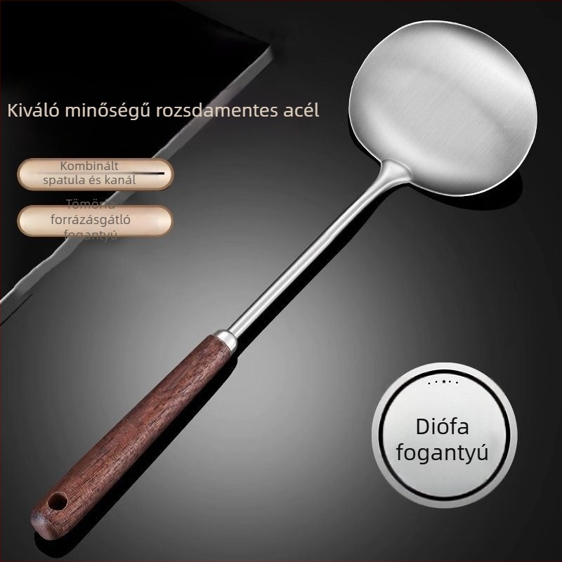 Rozsdamentes acél gomba spatula diófa nyéllel