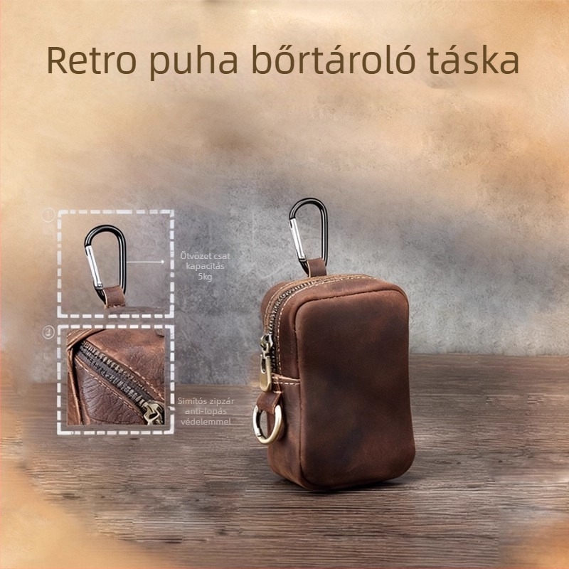 PU bőrből készült kulcstartó táska, retro stílus, uniszex, vízálló, kopásálló