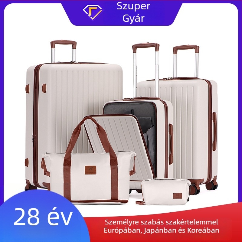 ABS kemény fedelű előoldali nyitású bőrönd, 36–55 L kapacitás, 3 részes készlet, matt felület, univerzális kerekek, zár kóddal, vízálló, lopás elleni védelem