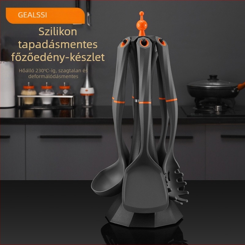 Szilikon spatula és kanál készlet, tapadásmentes, hőálló, hét darabból álló