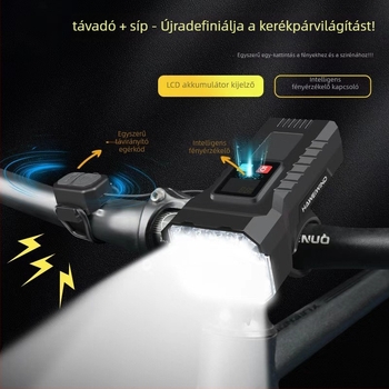Előre kerékpárfény - Pántos rögzítés, 1500mAh; Hosszú utazásokhoz, Éjszakai kerékpározáshoz, Városi közlekedéshez, Szabadidős kerékpározáshoz