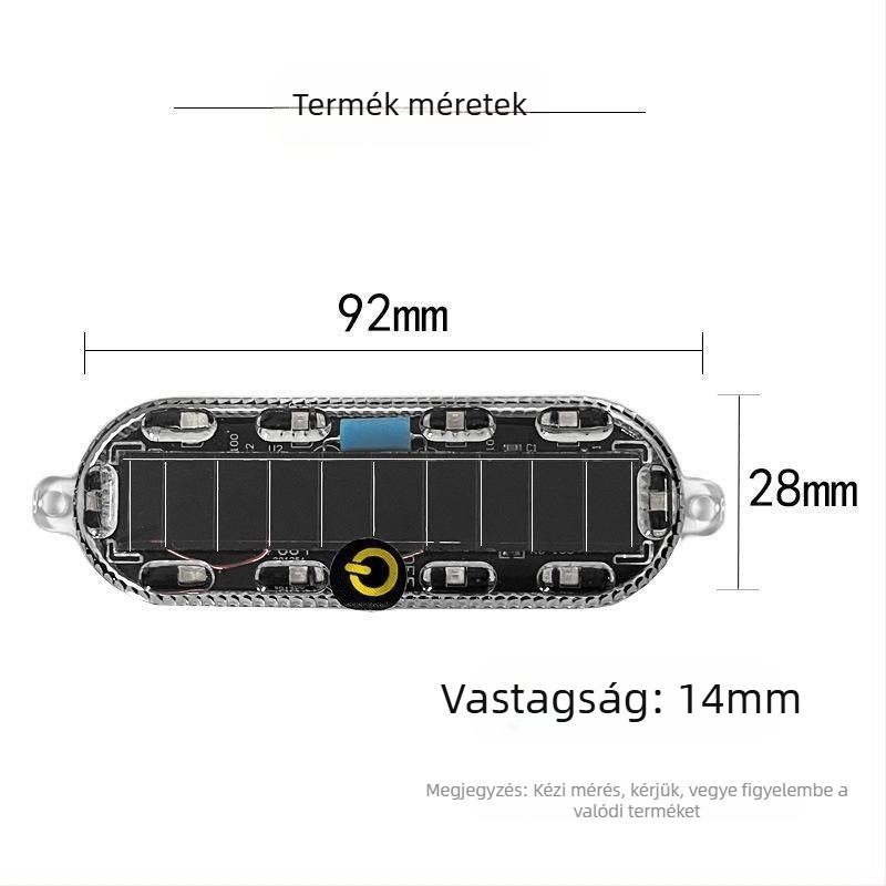 Napelemes LED dekorációs lámpa motorkerékpárhoz és elektromos háromkerekűhöz – figyelmeztető hátsó fény, ovális burkolat, 4000K, élettartam 50 000 h