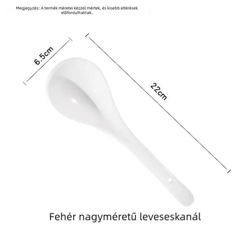 Kerámia nagy leveskanál otthoni használatra, fehér hosszú nyele, leveshez és zabkásához