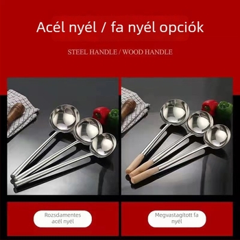 Rozsdamentes acél stir-fry kanál hosszú nyéllel, kereskedelmi konyhákhoz