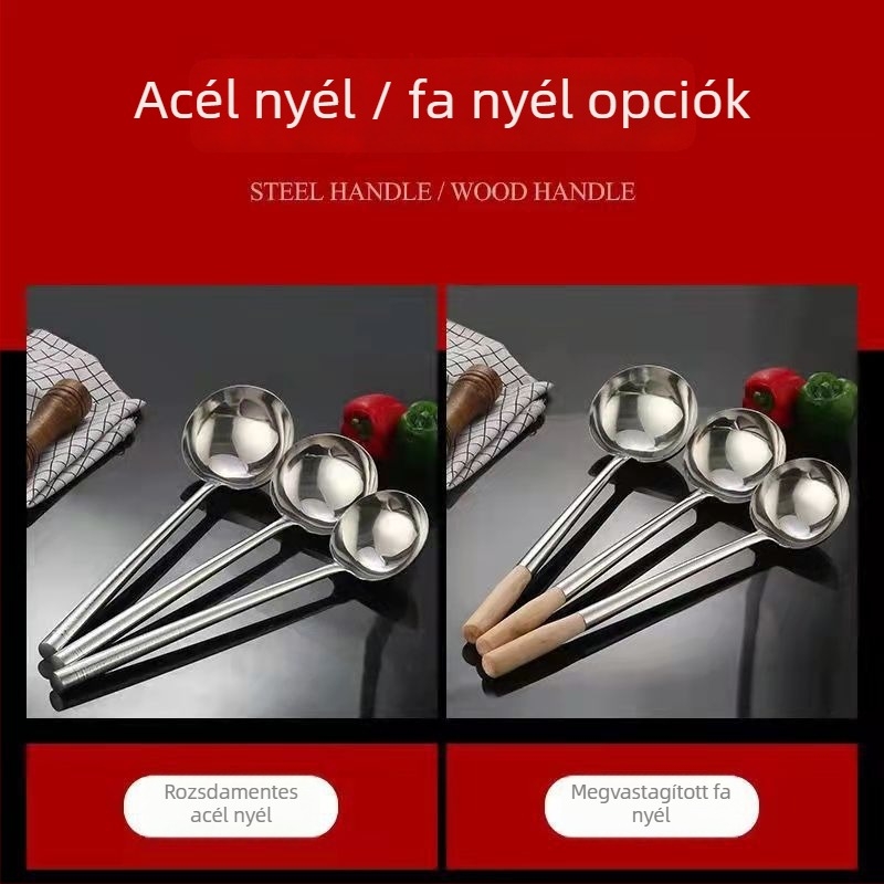 Rozsdamentes acél stir-fry kanál hosszú nyéllel, kereskedelmi konyhákhoz