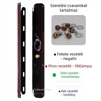 Vízálló LED hosszú szalag teherautóhoz – fényvillogó, 24V, hátsó figyelmeztető fény, fék- és tolatófény