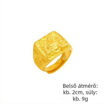 Maitreya Buddha fém gyűrű, etnikus stílus, nyitott kialakítás, aranyozott