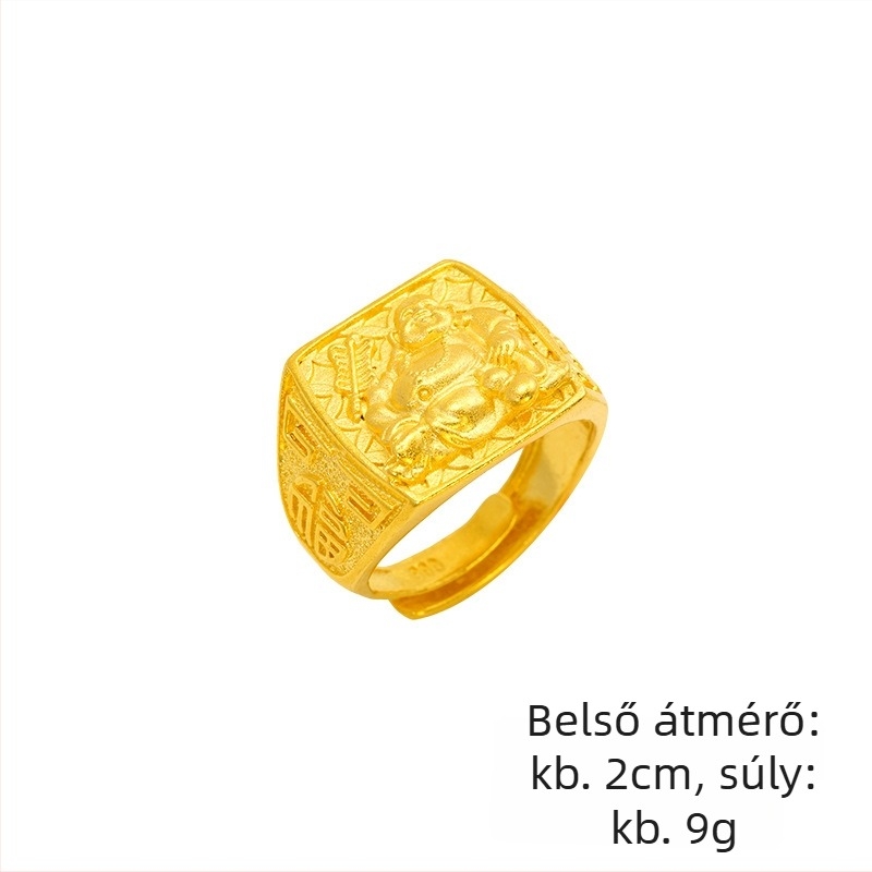 Maitreya Buddha fém gyűrű, etnikus stílus, nyitott kialakítás, aranyozott