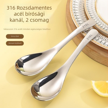316L rozsdamentes acélból készült, nagy méretű leveskanál készlet, hosszú nyéllel, kerek kanálfej, élelmiszer-minőség