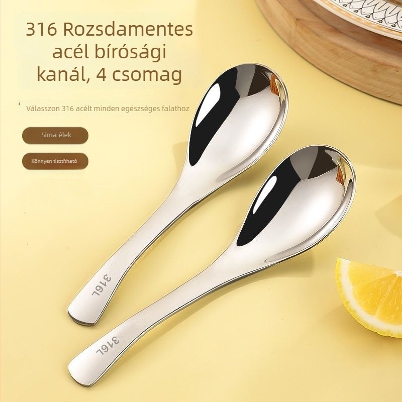 316L rozsdamentes acélból készült, nagy méretű leveskanál készlet, hosszú nyéllel, kerek kanálfej, élelmiszer-minőség