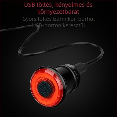 Intelligens kerékpár hátsó lámpa USB-ről tölthető indukciós szenzorral, MTB és országúti kerékpárokhoz