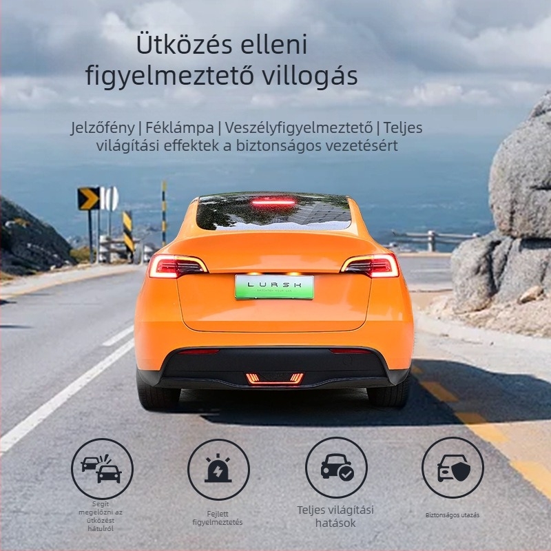 LED hátsó lámpa Tesla Model Y-hoz, zebra csíkos dizájn, féklámpa, központi konzol integráció, testreszabható