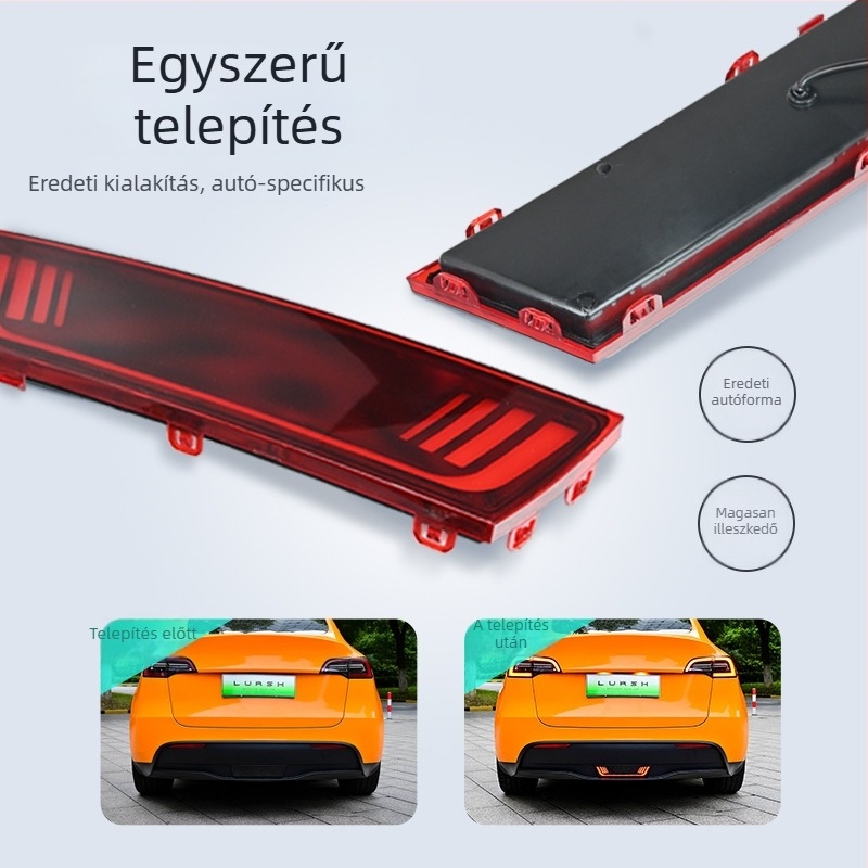 LED hátsó lámpa Tesla Model Y-hoz, zebra csíkos dizájn, féklámpa, központi konzol integráció, testreszabható